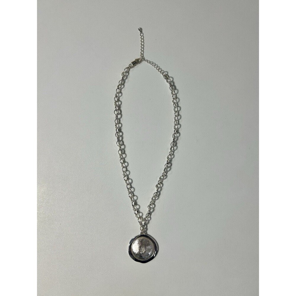 Etienne Aigner Chunky Chain Necklace Textured Dome Circular Pendant